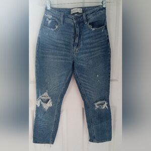 Abercrombie & Fitch High Rise Distressed Blue Jeans